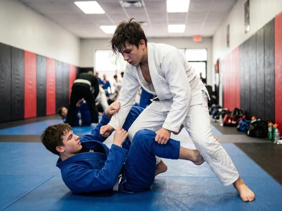 Instructor explaining what to expect in martial arts to seated young students
