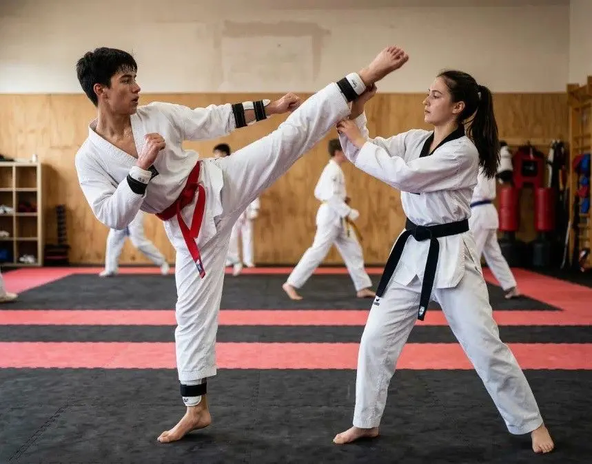 student sparring for self defense for teens